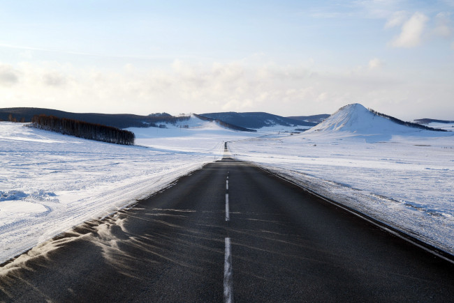 Обои картинки фото природа, дороги, дорога, горы, снег