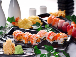 Картинка еда рыба +морепродукты +суши +роллы васаби имбирь роллы