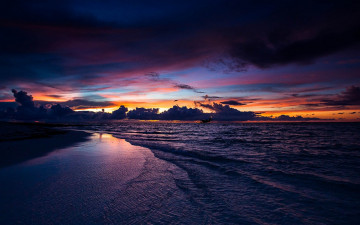 Картинка природа восходы закаты берег море закат тучи небо