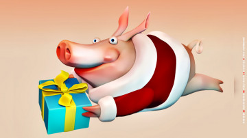 Картинка календари праздники +салюты одежда поросенок свинья коробка