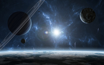 Картинка космос арт звезда планеты газовый гигант звездная система