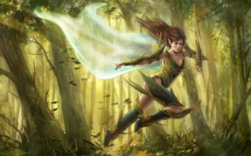 Картинка фэнтези эльфы эльф бег деревья лес