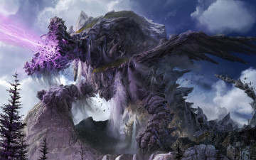 Картинка фэнтези существа монстр каменный гигант чудовище горы