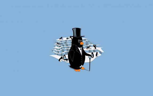 Обои картинки фото рисованные, минимализм, пингвины