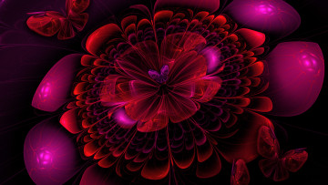 Картинка 3д+графика цветы+ flowers цвета узор фон бабочки
