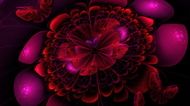 Обои картинки фото 3д графика, цветы , flowers, цвета, узор, фон, бабочки