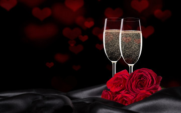 Картинка еда напитки +вино подарок любовь romantic heart love valentine's day розы вино бокалы