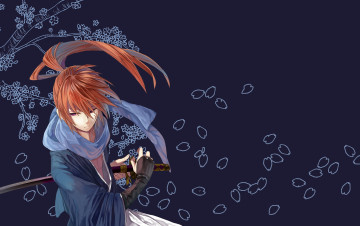 Картинка аниме rurouni+kenshin kenshin самурай меч мужчина himura