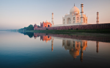 Картинка тадж-махал +индия города тадж-махал+ индия рассвет река утро мечеть
