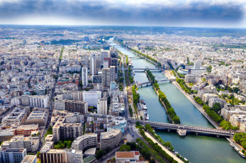Картинка города париж+ франция мосты панорама река