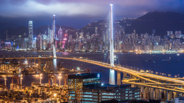 Картинка города гонконг+ китай мост гонконг