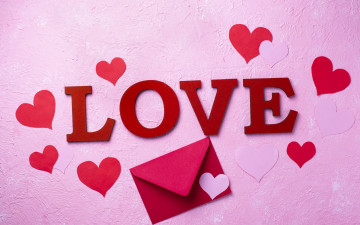 Картинка праздничные день+святого+валентина +сердечки +любовь сердечки конверт надпись