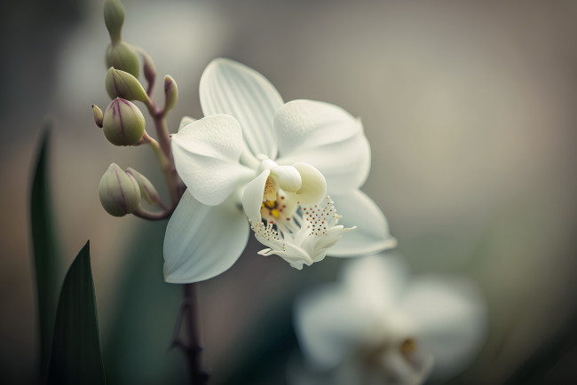 Обои картинки фото цветы, орхидеи, белая, орхидея, макро