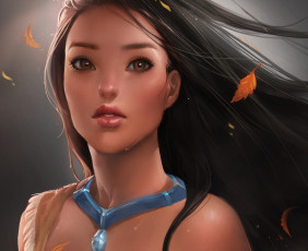 Картинка фэнтези девушки девушка украшение листья sakimichan ветер капли