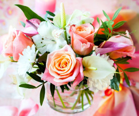Картинка цветы букеты +композиции альстромерия хризантемы розы