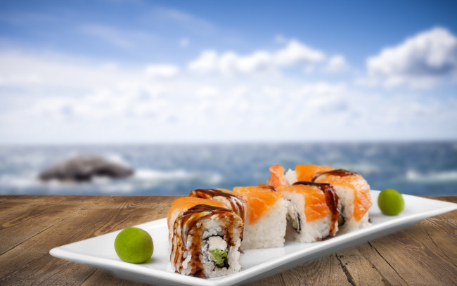 Обои картинки фото еда, рыба,  морепродукты,  суши,  роллы, роллы, суши, japanese, seafood, sushi