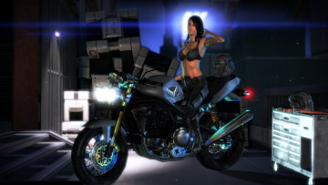 Картинка 3д+графика люди-авто мото+ people-+car+ +moto взгляд девушка фон мотоцикл