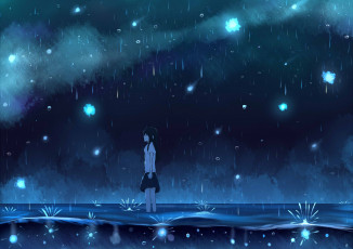 Картинка аниме пейзажи +природа дождь