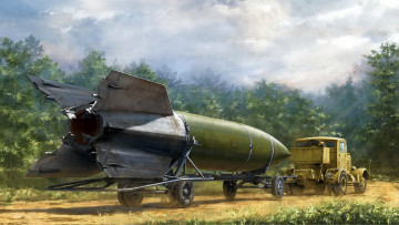 Картинка рисованное армия дальнего действия третий рейх оружие возмездия фау-2 v-2 hanomag vergeltungswaffe-2 первая в мире баллистическая ракета ss100