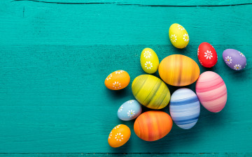 Картинка праздничные пасха весна decoration colorful wood easter яйца крашеные eggs spring happy