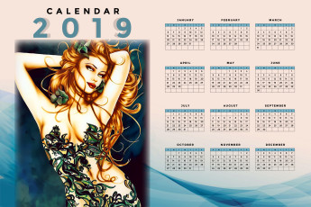 Картинка календари фэнтези девушка узор