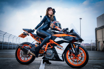Картинка мотоциклы мото+с+девушкой ktm motorcycle