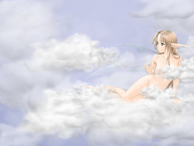 Обои картинки фото на, облаках, аниме, angels, demons