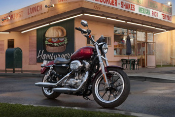 Картинка мотоциклы harley davidson кафе дорога трава
