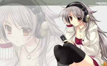 Картинка аниме headphones instrumental наушники