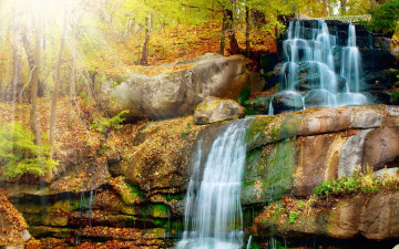 Картинка природа водопады водопад каскад лес скалы обрыв