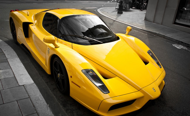 Обои картинки фото автомобили, ferrari, enzo, luxury, yellow, феррари, желтый, суперкар, тюнинг