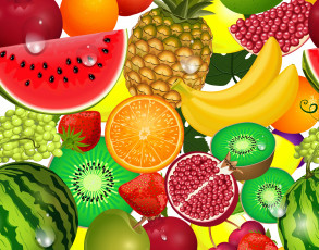 Картинка векторная+графика фрукты