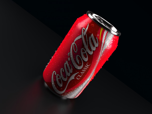 Обои картинки фото бренды, coca-cola, капли, банка
