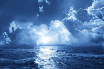 Картинка природа молния +гроза дождь вода океан море гроза молнии небо