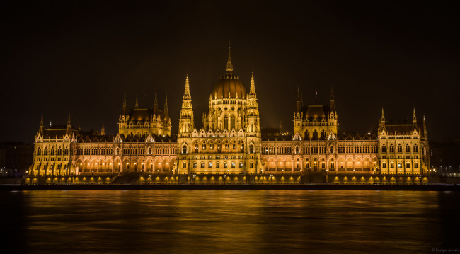 Обои картинки фото hungarian parliament, города, будапешт , венгрия, дворец, ночь
