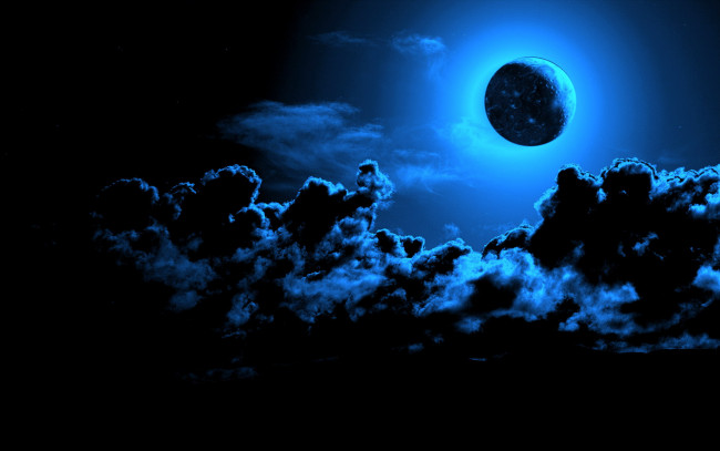 Обои картинки фото космос, луна, тучи, небо