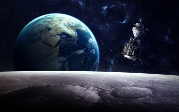 Картинка космос космические+корабли +космические+станции спутник луна планета земля космическая станция галактика орбита