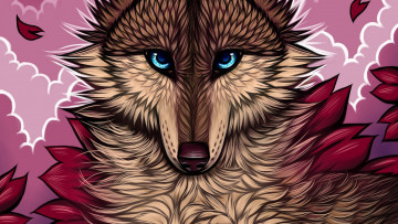 Картинка рисованное животные +волки волк