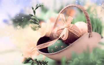 Картинка праздничные пасха фон праздник весна лента корзинка веточки