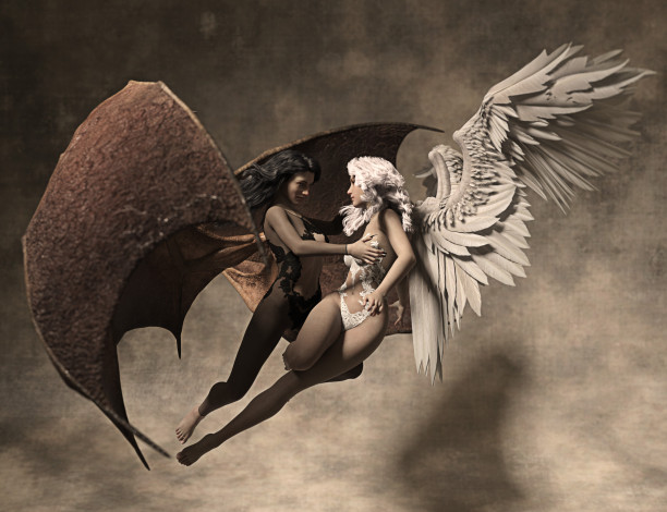 Обои картинки фото 3д графика, ангел , angel, девушки, фон, крылья