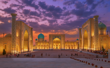 Картинка города -+исторические +архитектурные+памятники cамарканд узбекистан древний город вечер закат