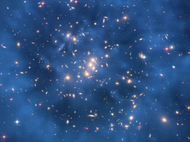 Обои картинки фото скопление, галактик, cl0024 17, космос, галактики, туманности