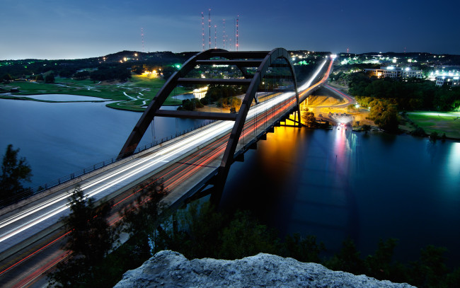 Обои картинки фото pennybacker, bridge, austin, tx, города, мосты