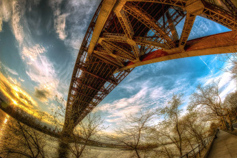 Картинка hell+gate+bridge города нью-йорк+ сша город набережная мост