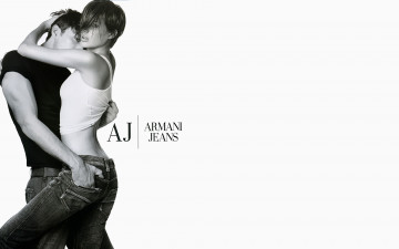 обоя бренды, giorgio armani, пара, джинсы, брюки, майка, футболка, страсть, влюбленные, изгиб, ремень