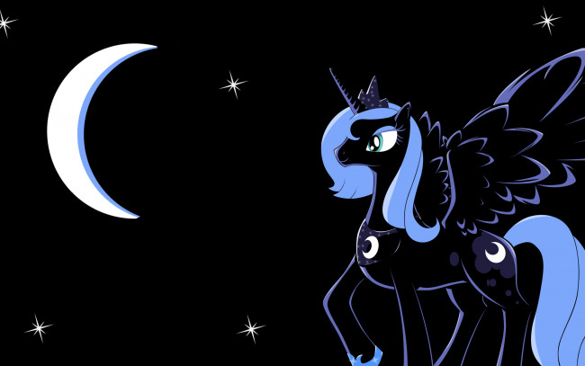 Обои картинки фото мультфильмы, my little pony, пони, звезды, пегас, луна