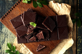 Картинка еда конфеты +шоколад +сладости мята плитка горький шоколад