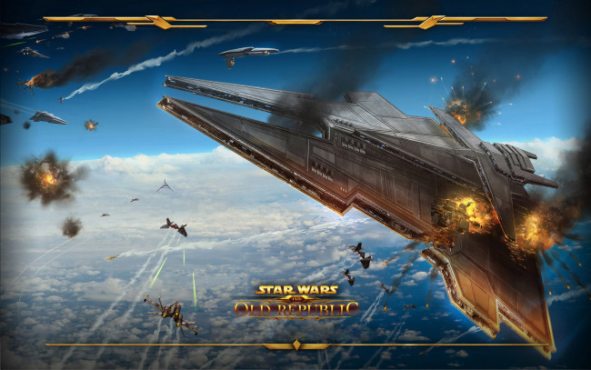 Обои картинки фото star wars,  the old republic, видео игры, полет, космический, корабль, бой