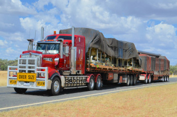 Картинка kenworth+double+road+train автомобили kenworth тягач тяжелый седельный грузовик