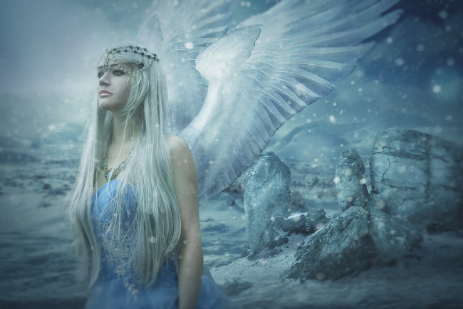 Обои картинки фото фэнтези, ангелы, девушка, крылья, фон